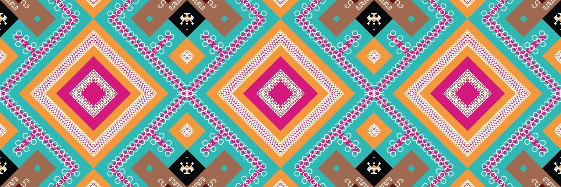 etnisk aztec ikat sömlös mönster textil- ikat design sömlös mönster digital vektor design för skriva ut saree kurti borneo tyg aztec borsta symboler färgrutor eleganta