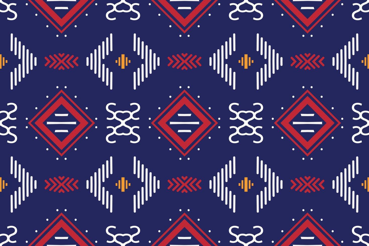 ethnischer Mustervektor. Nahtlose Ikat-Stickerei, traditionelle gemusterte Kunst der amerikanischen Ureinwohner. Es ist ein Muster, das durch die Kombination geometrischer Formen entsteht. Design für den Druck. Einsatz in der Modebranche. vektor