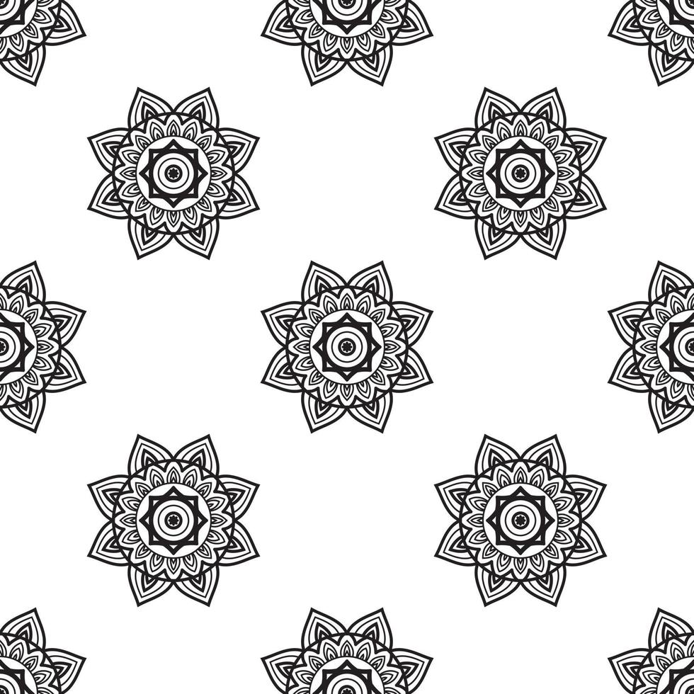 mandala design svart och vit sömlös mönster. kan vara Begagnade för tapet, mönster fyller, färg böcker, och sidor för barn och vuxna. vektor