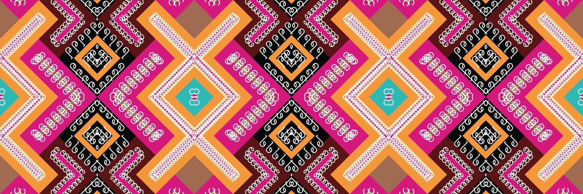 etnisk aztec ikat sömlös mönster textil- ikat damast- sömlös mönster digital vektor design för skriva ut saree kurti borneo tyg aztec borsta symboler färgrutor eleganta