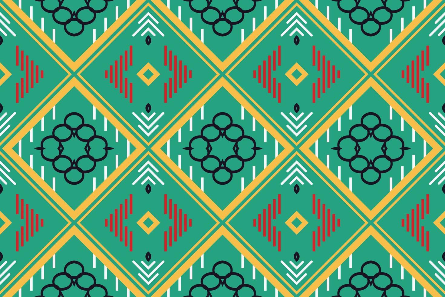 ethnischer Mustervektor. nahtlose Ikat-Stickerei, nahtlose Ikat-Volksstickerei, nahtlose Ikat-Volksstickerei, traditionelles Musterdesign Es ist ein Muster, das durch die Kombination geometrischer Formen entsteht. vektor