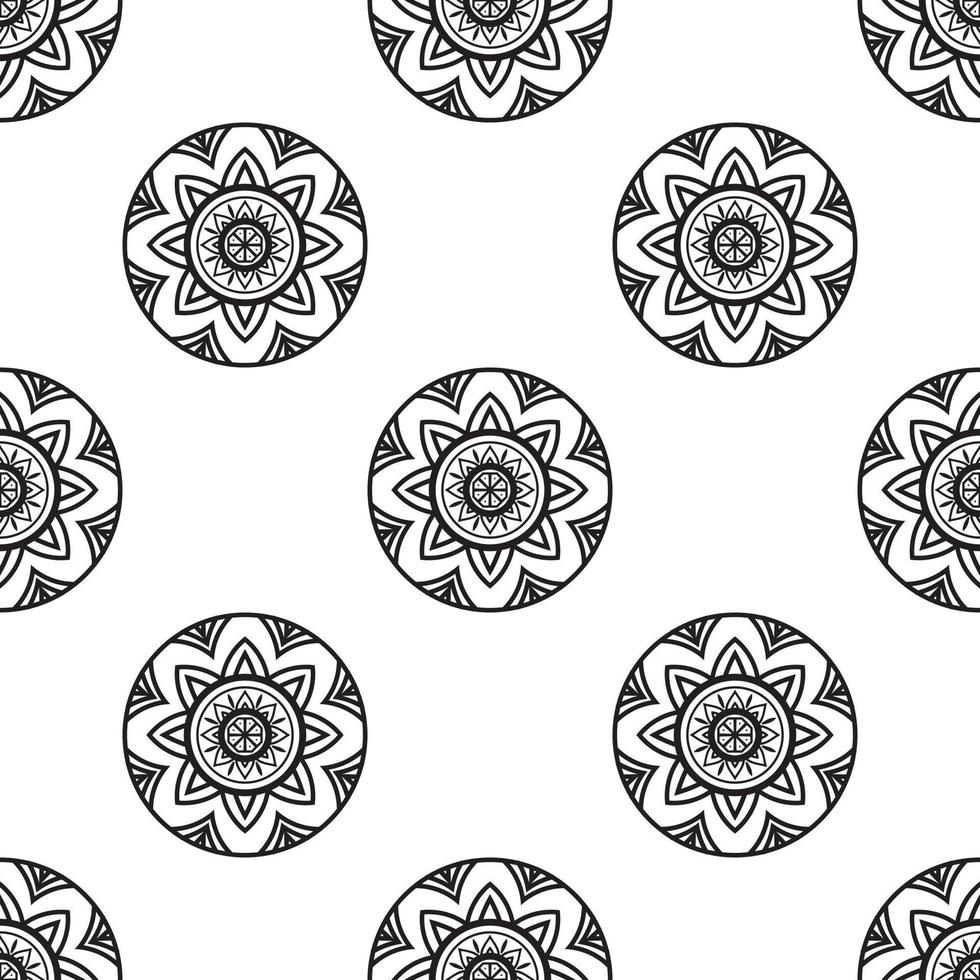 mandala konst svart och vit sömlös mönster. kan vara Begagnade för tapet, mönster fyller, färg böcker, och sidor för barn och vuxna. vektor