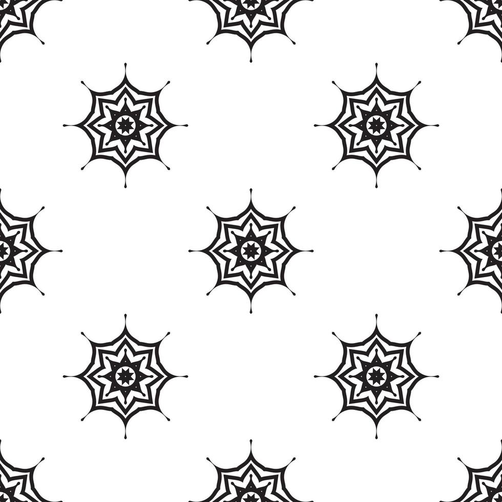 mandala tapet svart och vit sömlös mönster. hand dragen etnisk textur. vektor illustration i svartvit toner.