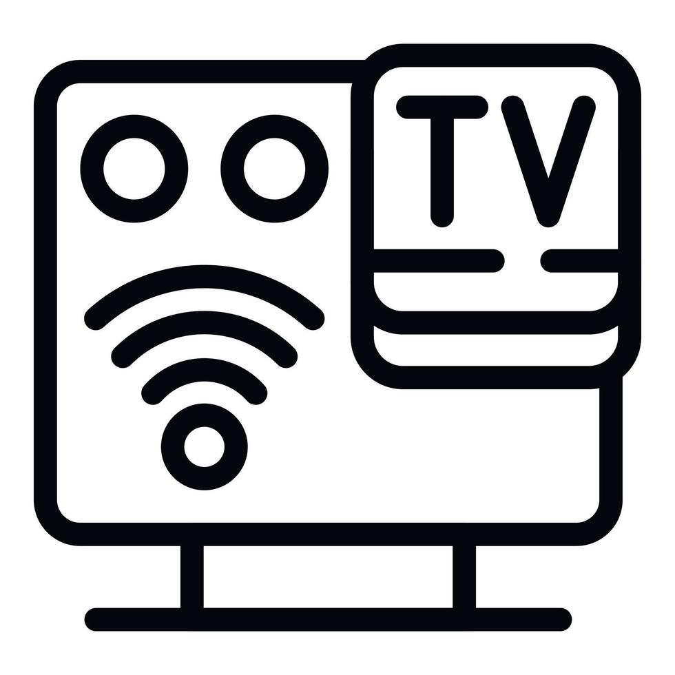 smart låda wiFi ikon översikt vektor. TV Hem vektor