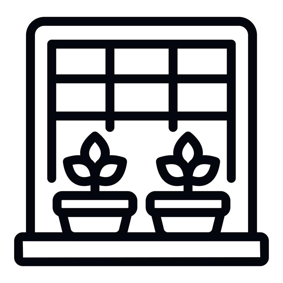 trädgård på en fönsterkarm ikon översikt vektor. fönster växt vektor