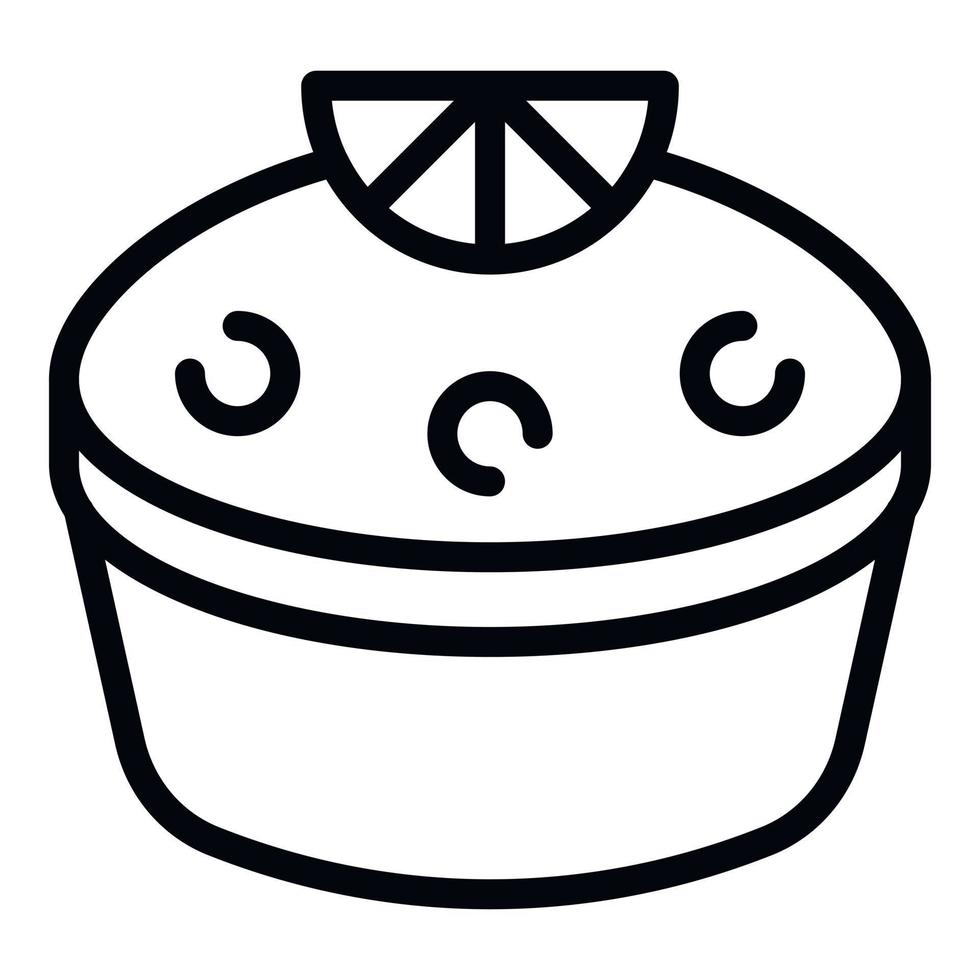 Zitronenkuchen-Symbol Umrissvektor. Sahnetorte vektor