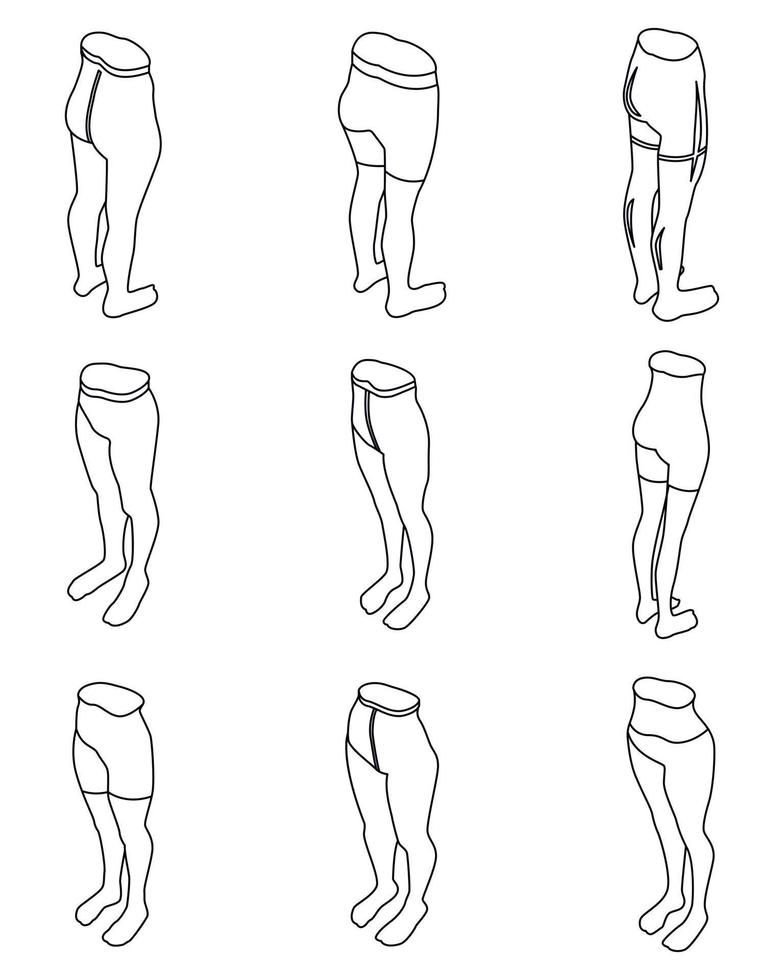 Strumpfhosen-Symbole setzen Vektorumrisse vektor