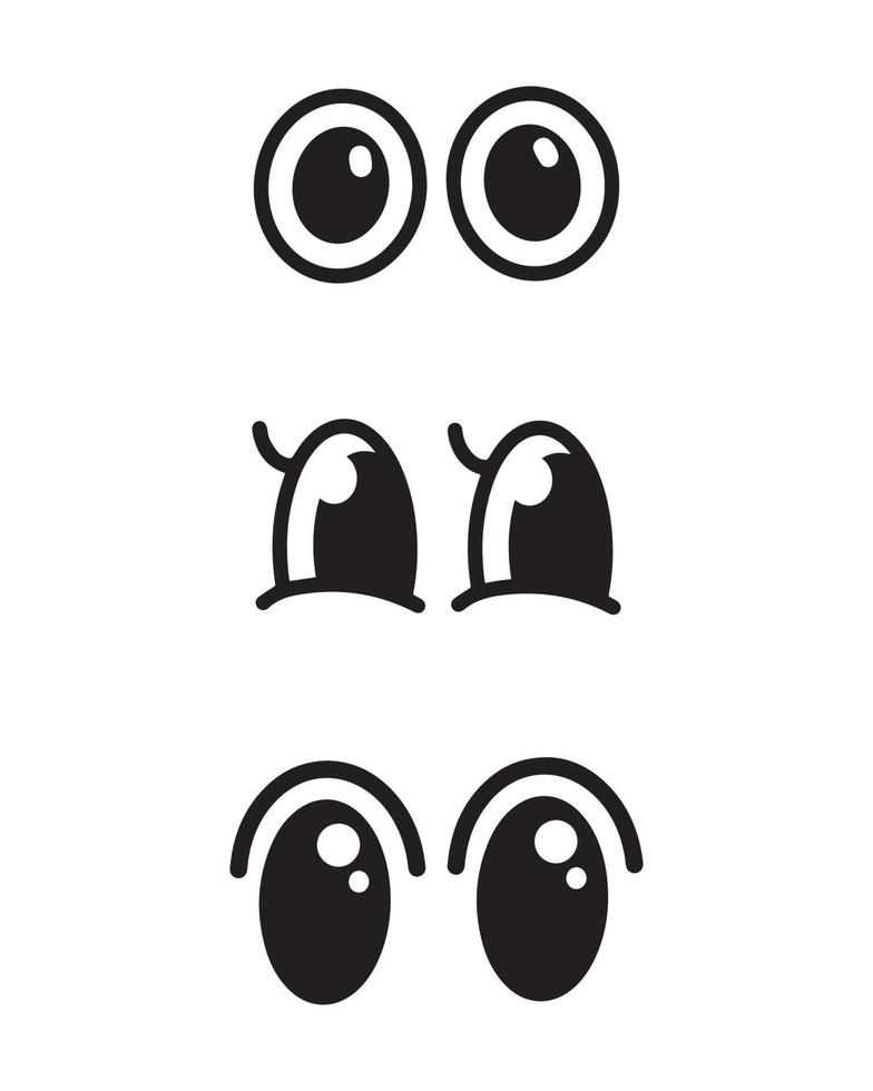 uppsättning av tecknad serie ögon ritad för hand för element, ansiktsbehandling uttryck vektor