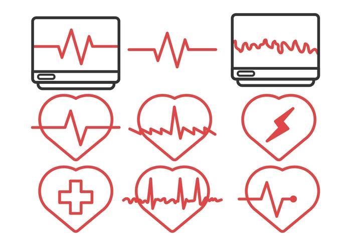 hjärta rytm ikon pack vektor