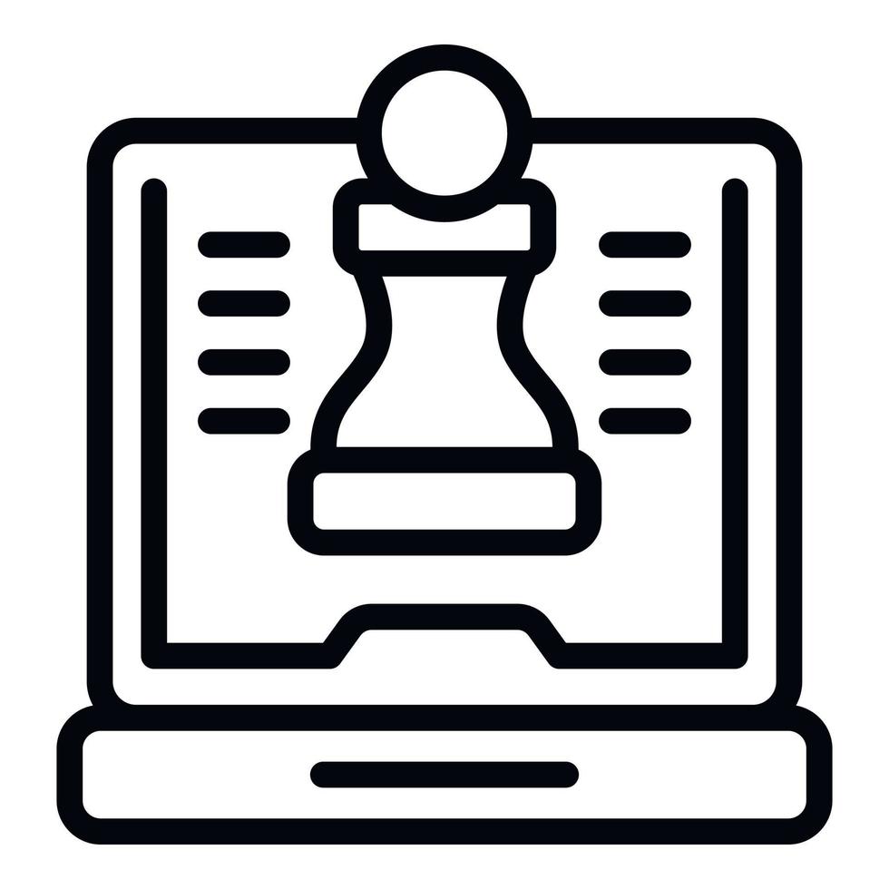 uppkopplad schack ikon översikt vektor. spel pc vektor