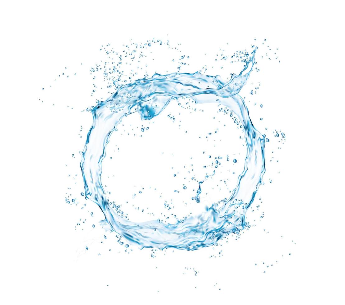 Rundes Wasserspritzen, Kreisstrudel, saubere 3D-Welle vektor