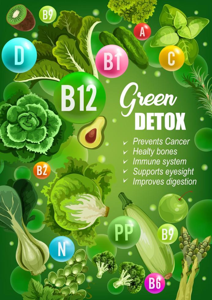 grüne diät detox vitamine lebensmittel ernährung vektor