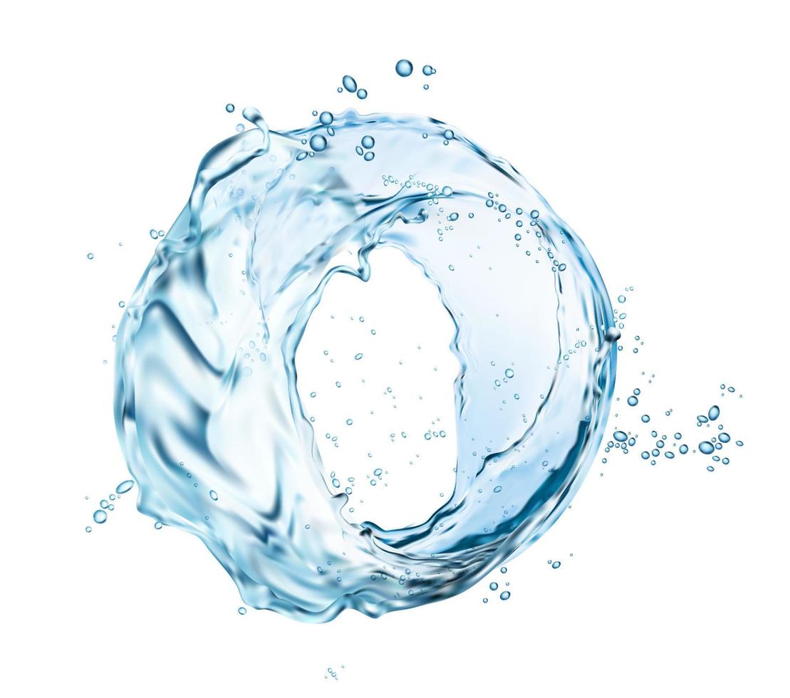 runda vatten stänk, rena dricka aqua stänka ner vektor