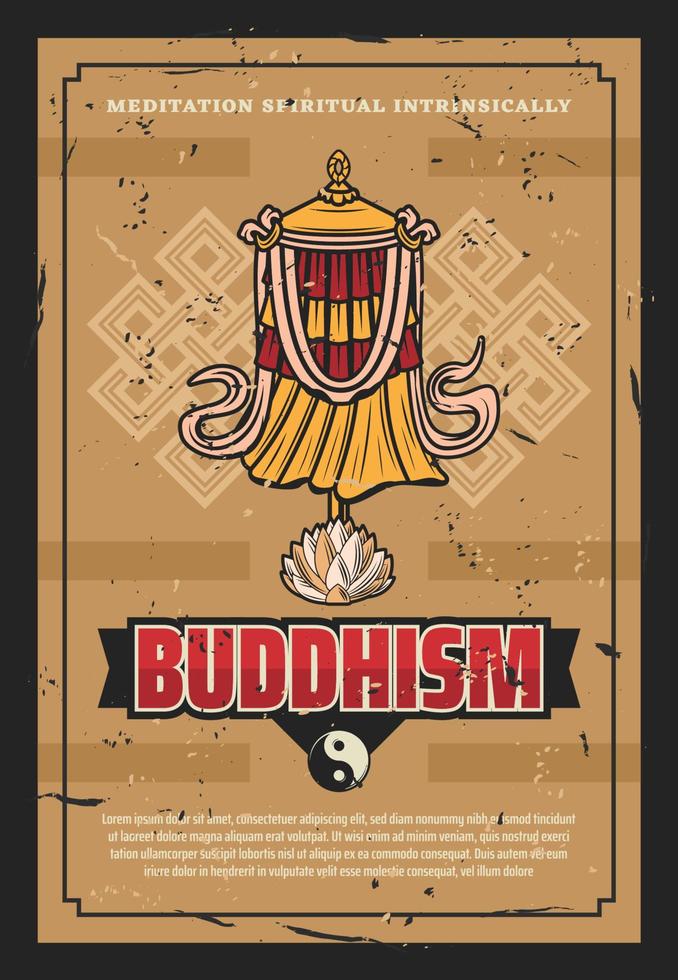 buddhism religion seger baner flagga retro affisch vektor