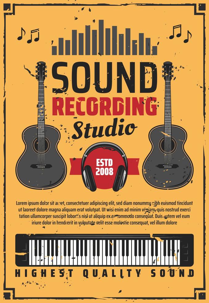 ljud inspelning studio och musikalisk instrument vektor