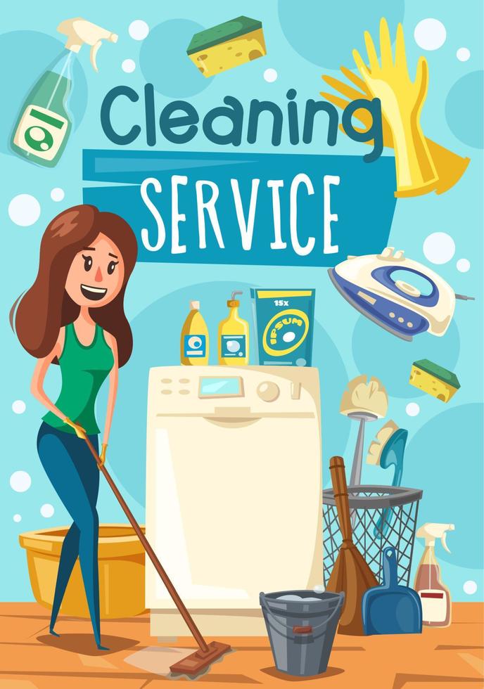 rengöring service, kvinna moppning golv vektor