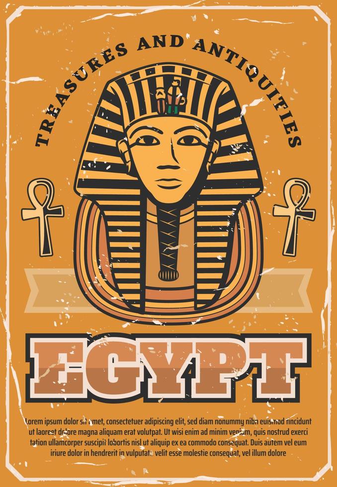 gammal egyptisk farao död mask. egypten resa vektor