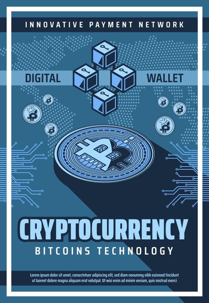 bitcoin teknologi, kryptovaluta digital pengar vektor