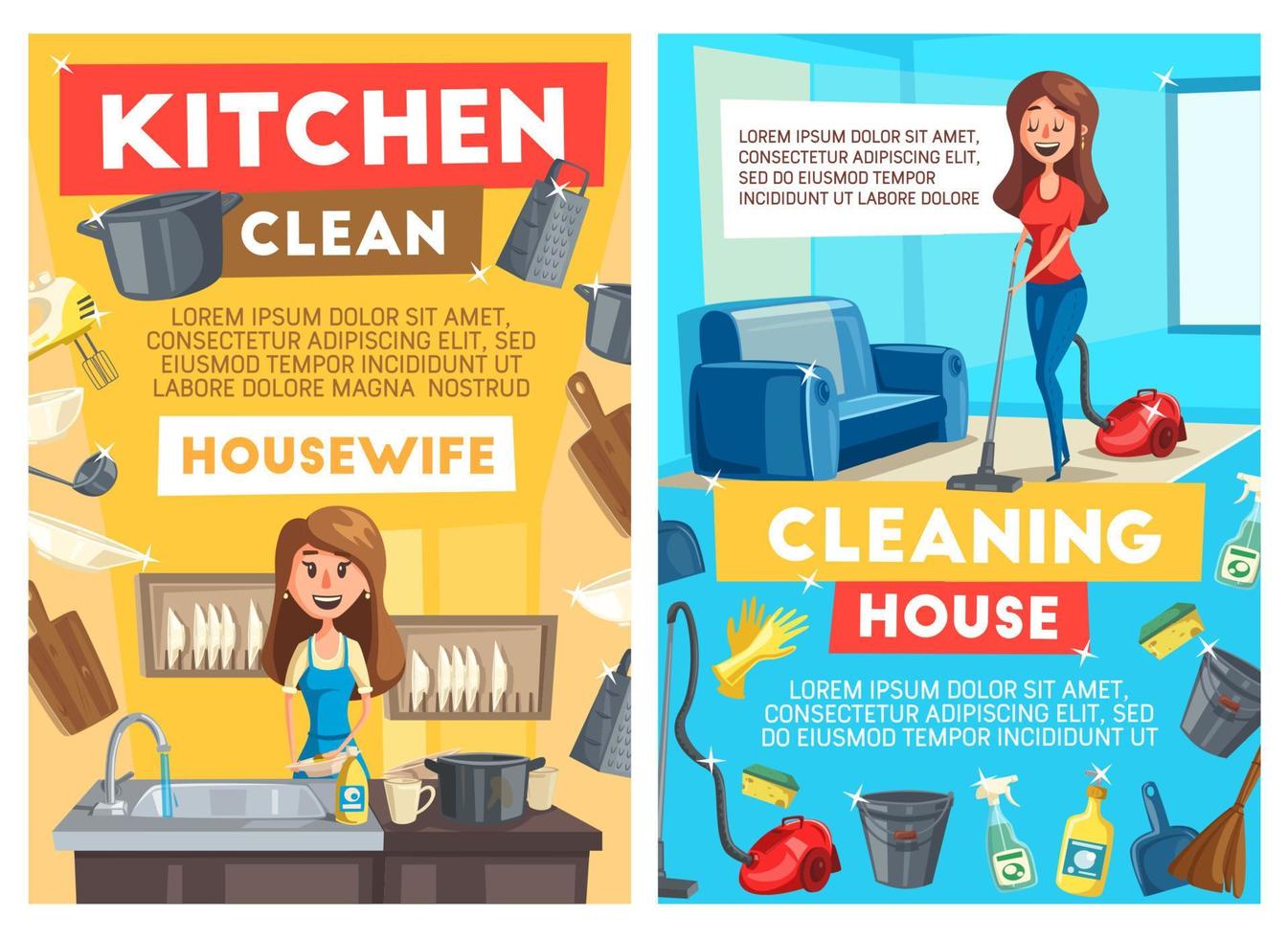 rengöring och diskning service, tecknad serie vektor
