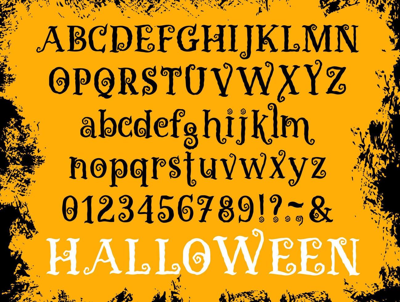 halloween cartoon typ schriftart vektorsatz vektor