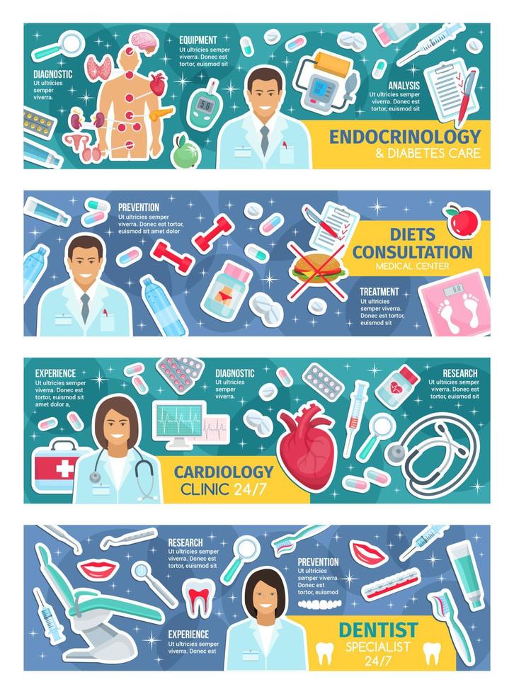Poster für medizinische Konsultationen von Ärzten oder Spezialisten vektor