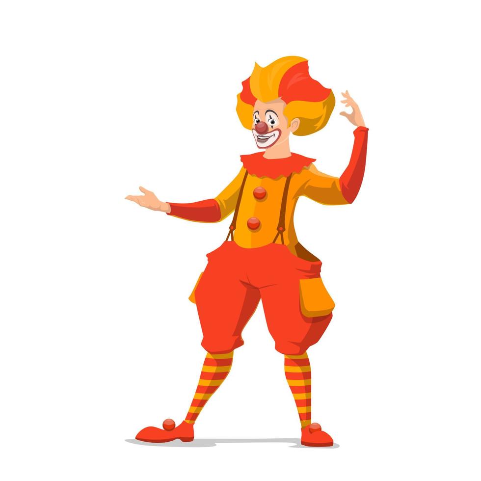 isolerat tecknad serie cirkus clown med falsk näsa vektor