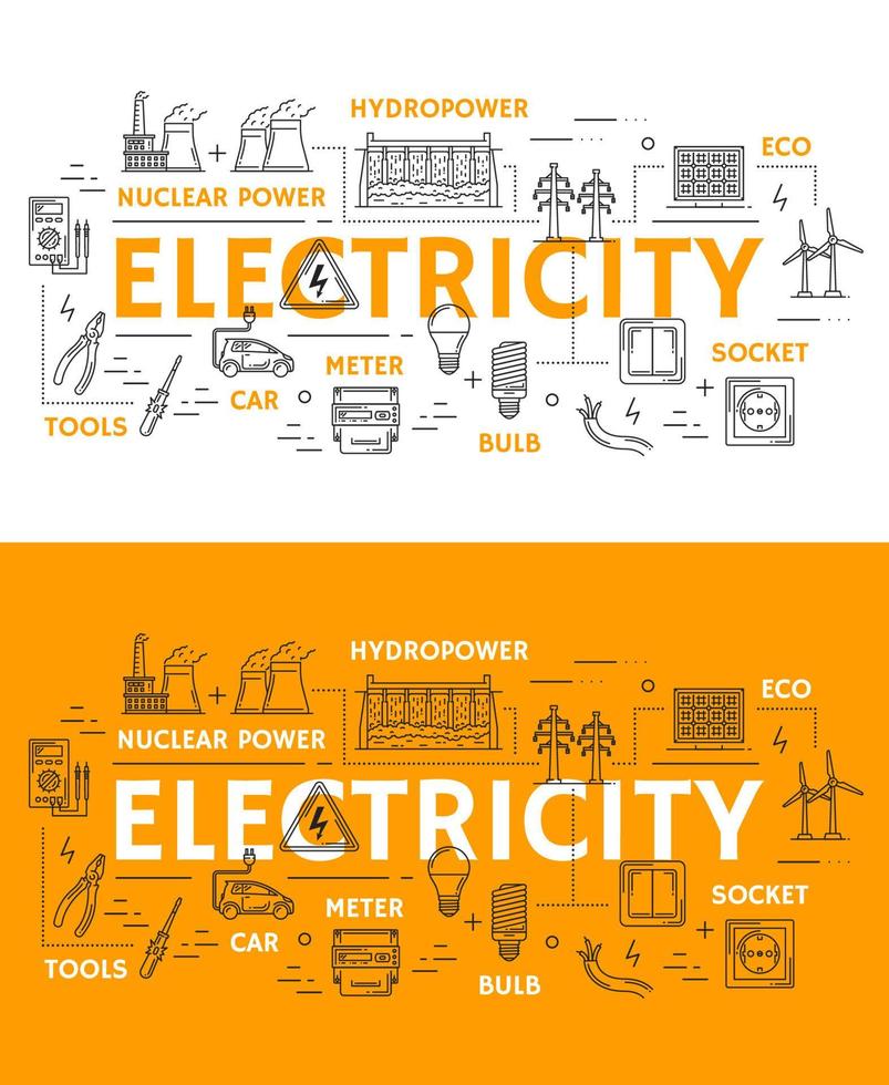 Symbole für Strom, Kraft und Energie vektor