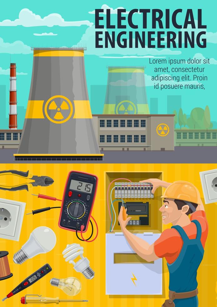 elektrisk teknik och kraft växt, vektor