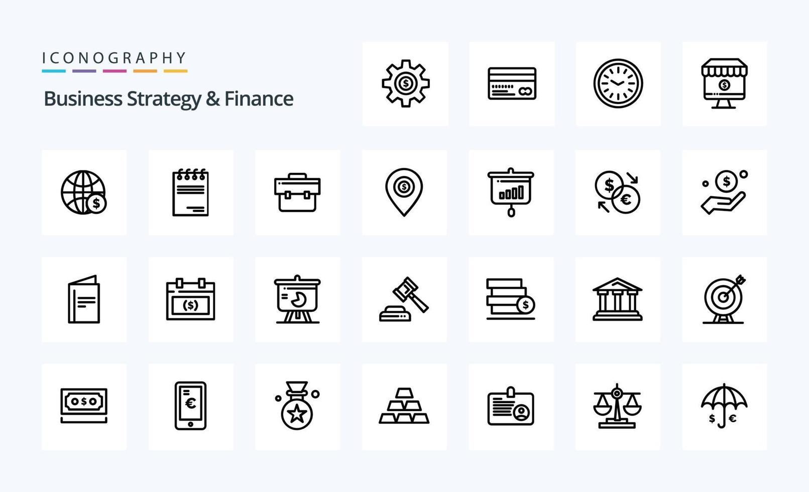 25 företag strategi och finansiera linje ikon packa vektor