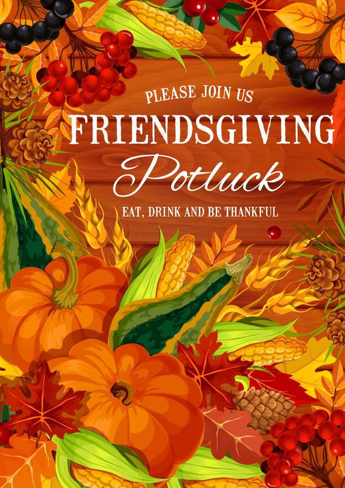 Freunde geben Potluck-Fest, Thanksgiving-Thema vektor