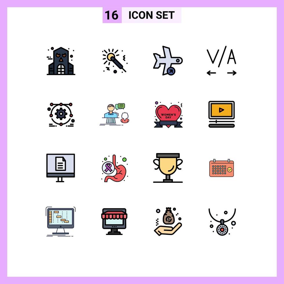 gruppe von 16 flachen farbgefüllten linien zeichen und symbole für beratung webdesign ab entwicklung kerning editierbare kreative vektordesignelemente vektor