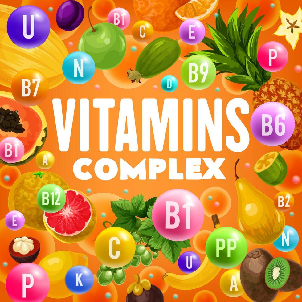 frukt rik av vitaminer och mineraler vektor