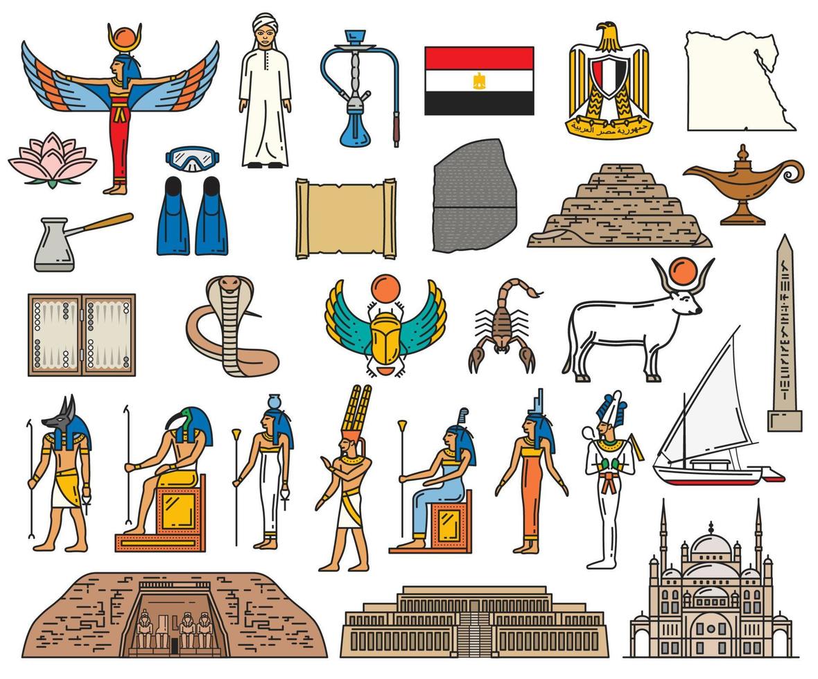 ägypten religiöse heilige symbole und alte gottheit vektor