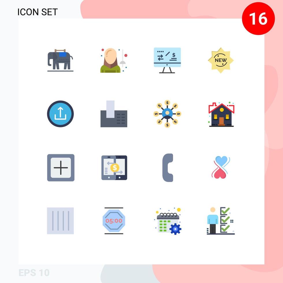 Stock Vector Icon Pack mit 16 Zeilen Zeichen und Symbolen für grundlegende Abzeichen Steuervorschriften Aufkleber neues editierbares Paket kreativer Vektordesign-Elemente