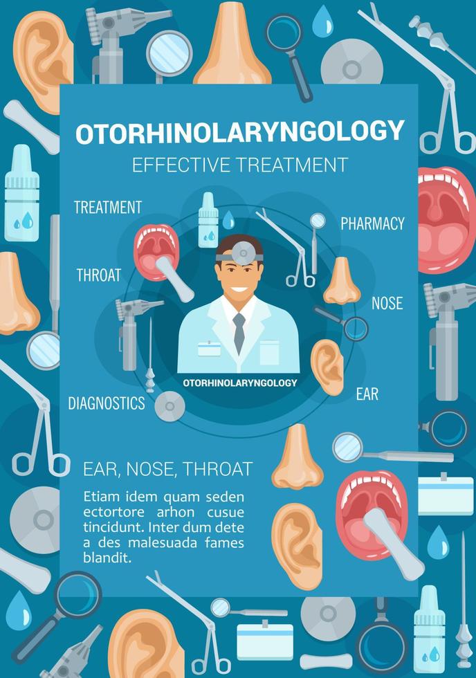 otorinolaryngology medicinsk klinik baner design vektor