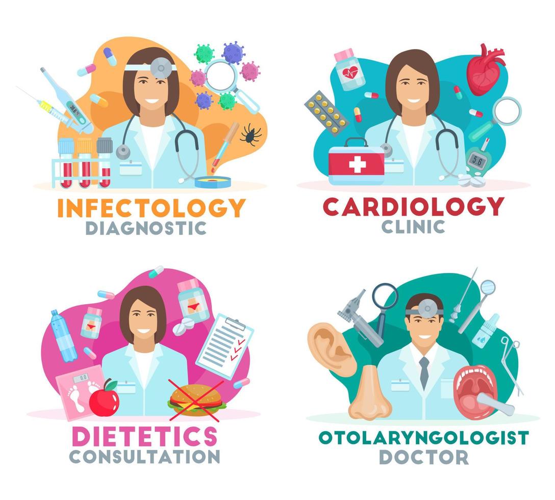 Vektor-Medizin-Icons mit Ärzten vektor