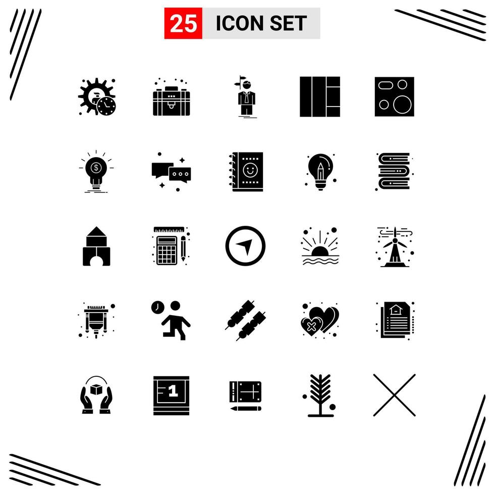 moderner Satz von 25 soliden Glyphen und Symbolen wie Geräten Wireframe Private Grid Decision editierbare Vektordesign-Elemente vektor