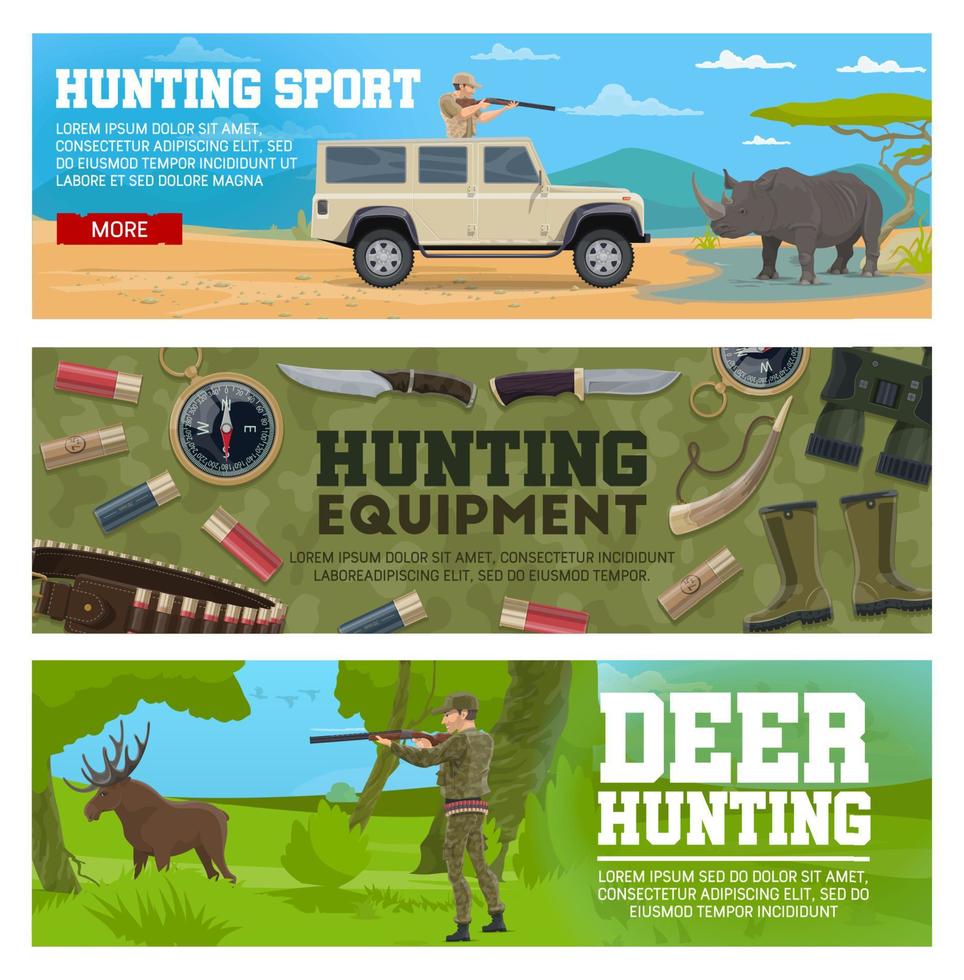 jägare, djur- och jakt Utrustning vektor