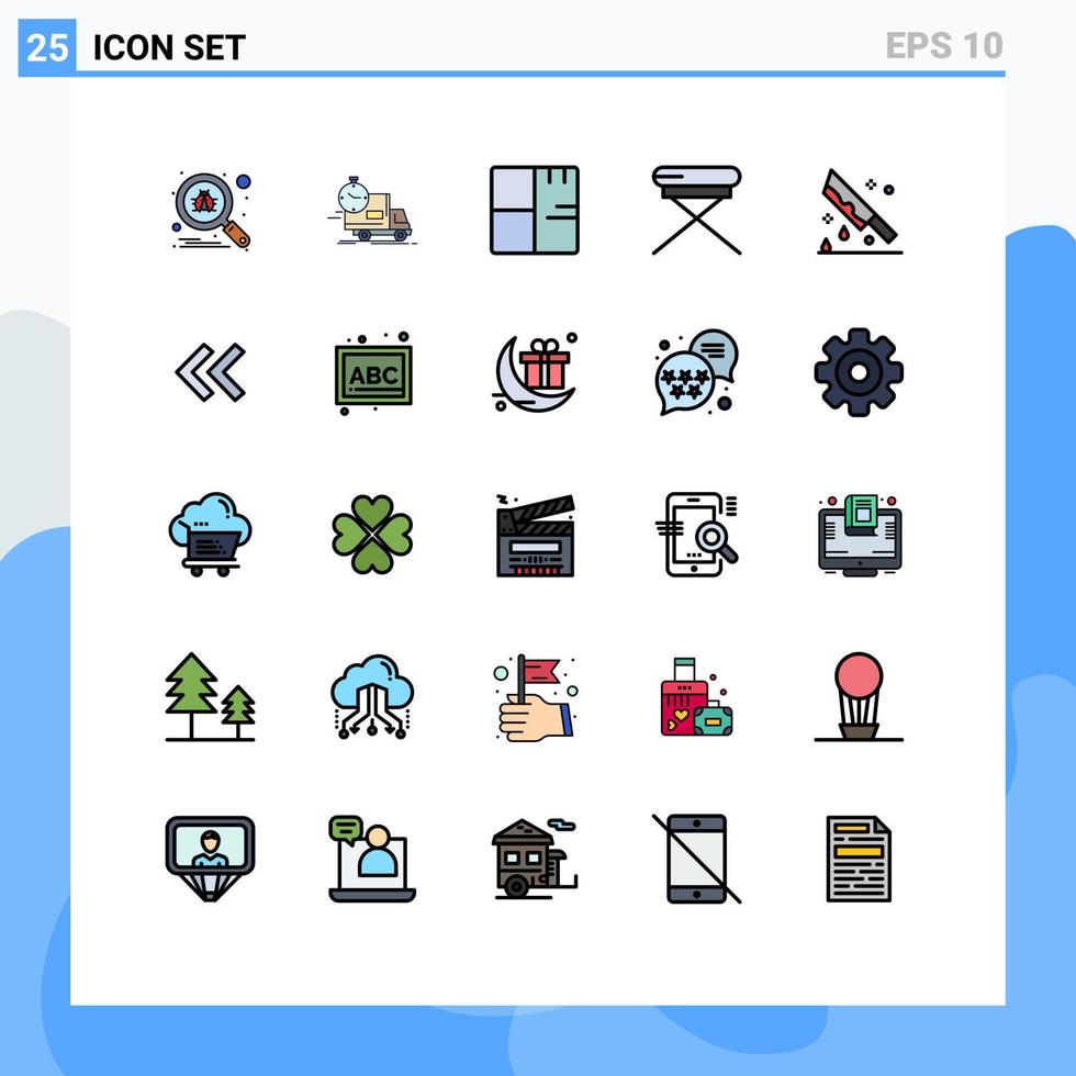 piktogram uppsättning av 25 enkel fylld linje platt färger av sittplats möbel lastbil stol Karta redigerbar vektor design element