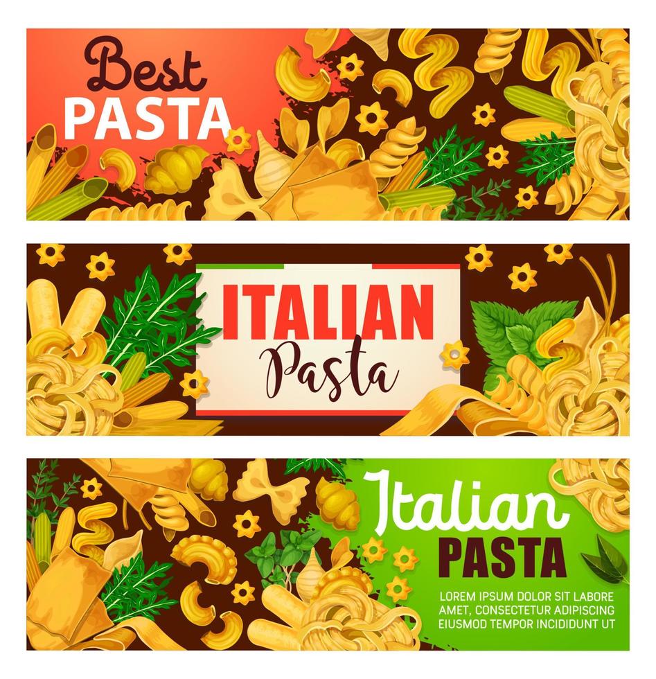 italienische Pasta, Gebäck und Grün vektor