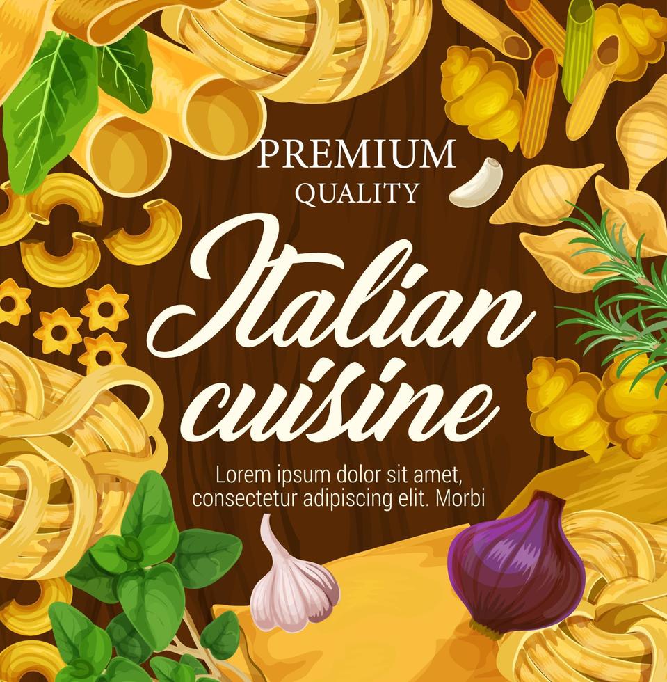 italiensk kök premie pasta penne och spaghetti vektor