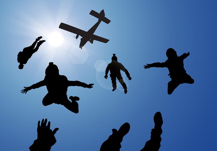 Skydiving Silhouette Gratis Vector