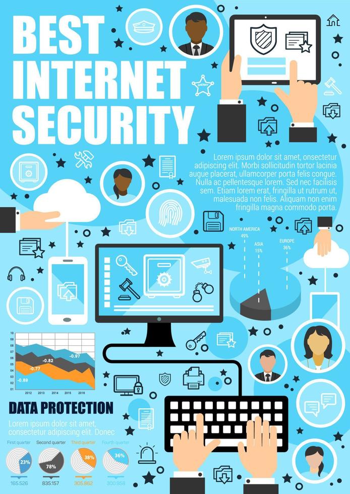 säkra uppkopplad data, internet säkerhet vektor