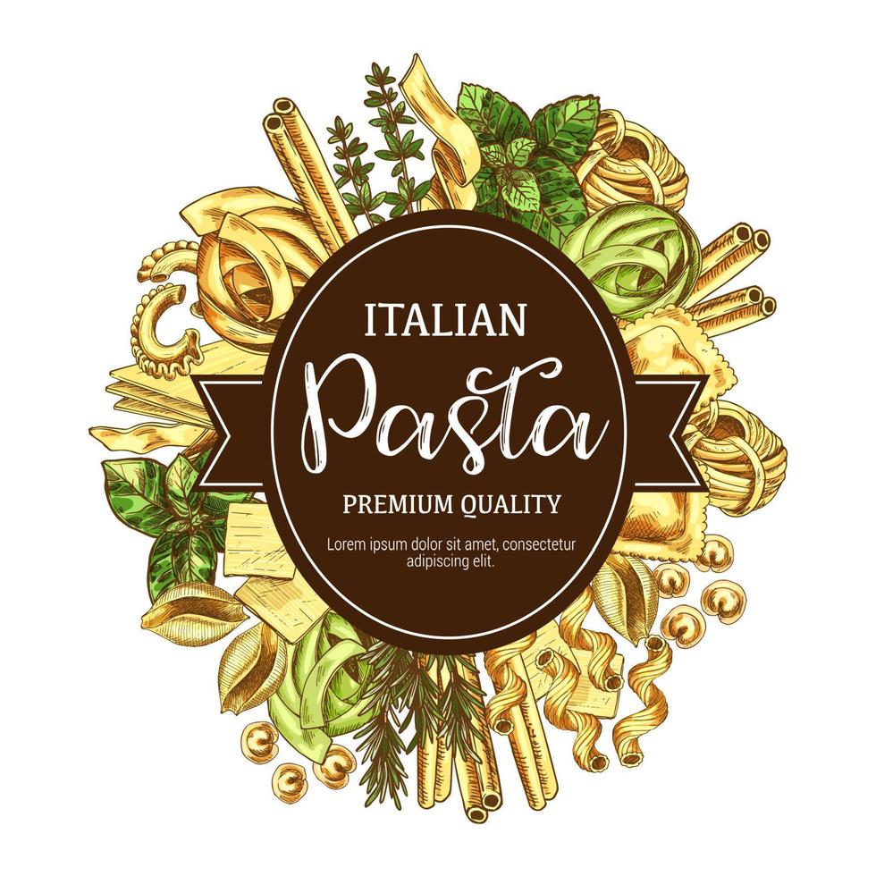 italienische Pasta-Ikone mit Gebäck und Gewürzen vektor