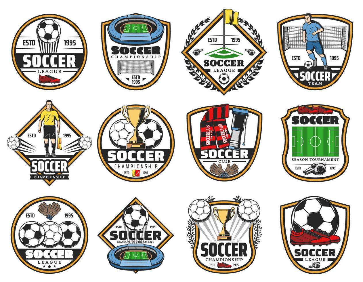 Label für Fußball- oder Fußballsportspiele vektor