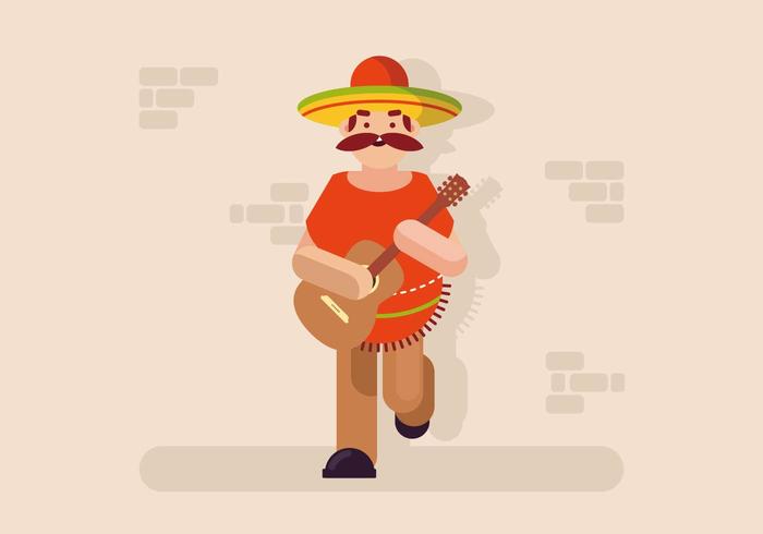 Musiker i Poncho Illustration vektor
