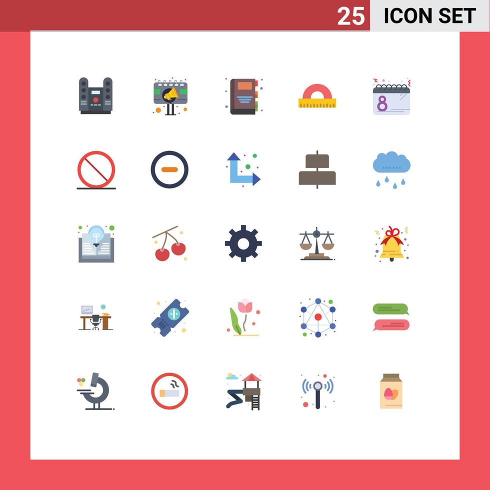 25 flaches Farbpaket der Benutzeroberfläche mit modernen Zeichen und Symbolen der Tagesgeometrie Schilderbildungsdesign editierbare Vektordesignelemente vektor
