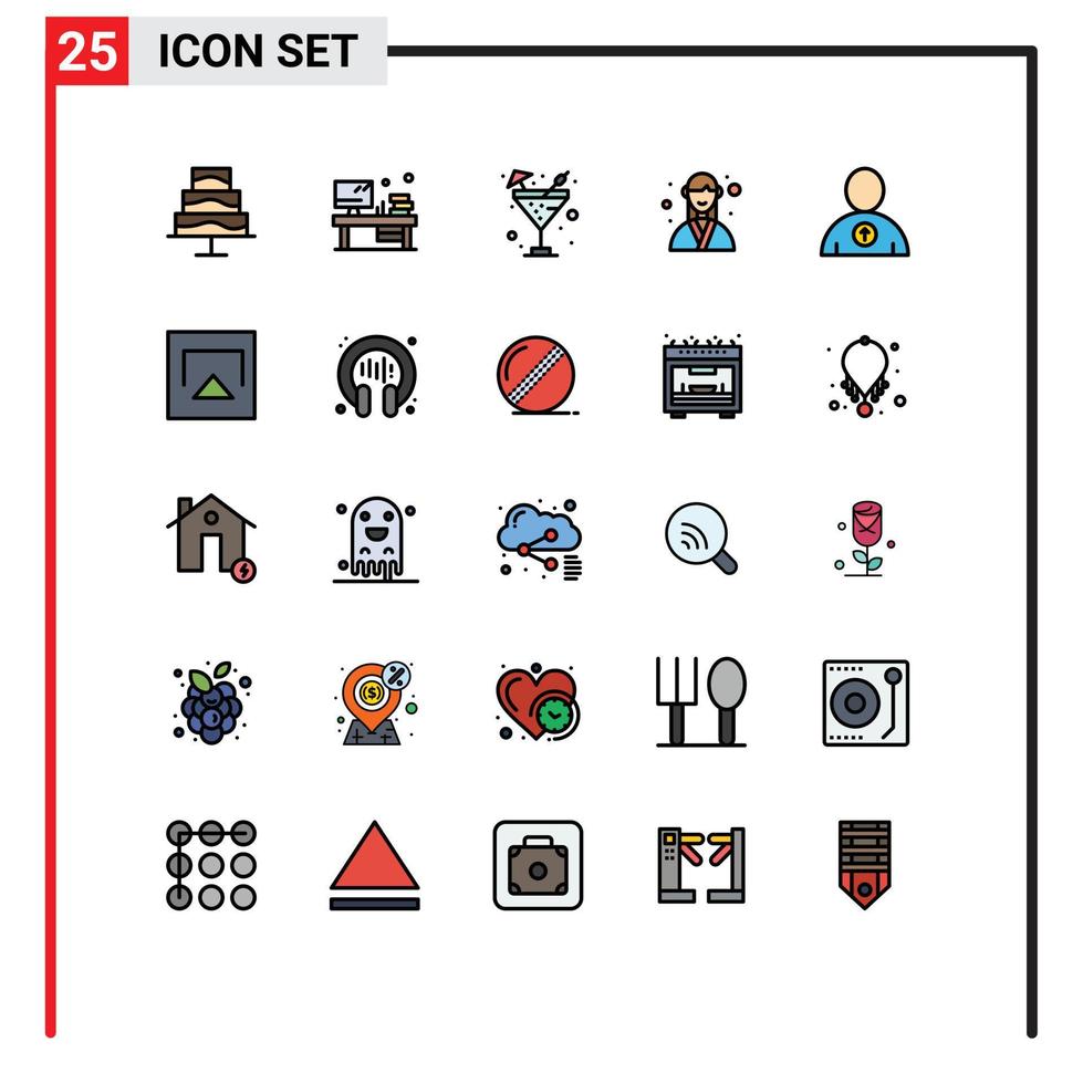 grupp av 25 fylld linje platt färger tecken och symboler för upp planerare mat arrangör händelse redigerbar vektor design element