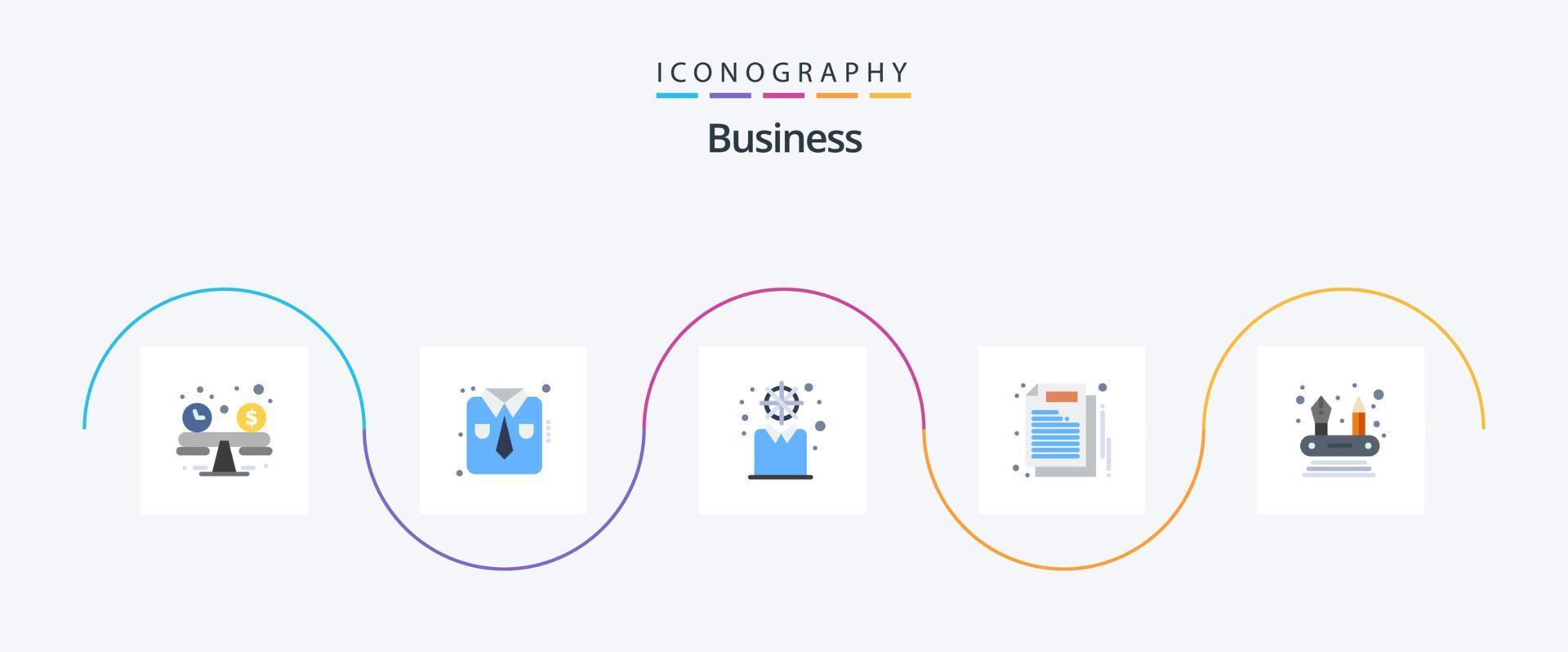 företag platt 5 ikon packa Inklusive nätverk. förmågor. utveckling. arbete. dokumentera vektor