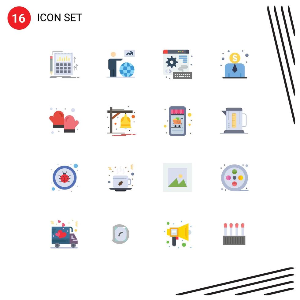uppsättning av 16 modern ui ikoner symboler tecken för bakning anställd lön pil anställd kosta tangentbord redigerbar packa av kreativ vektor design element